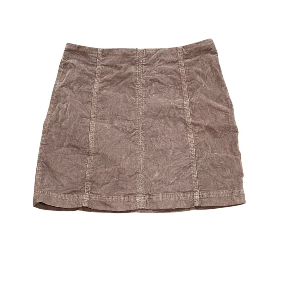 Women's Free People Brown Corduroy Mini Skirt Zip‎ Back Size 8